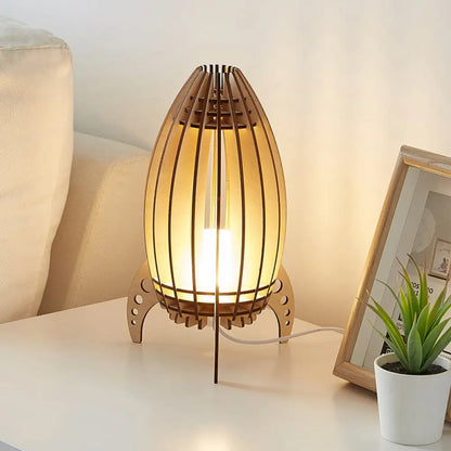 Beige USB Rocket Frame Cartoon LED Nightstand Lamp for Bedroom