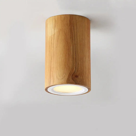 DecorBites™ Lámpara de techo cilíndrica de madera beige - Inspirada en el diseño asiático para comedor
