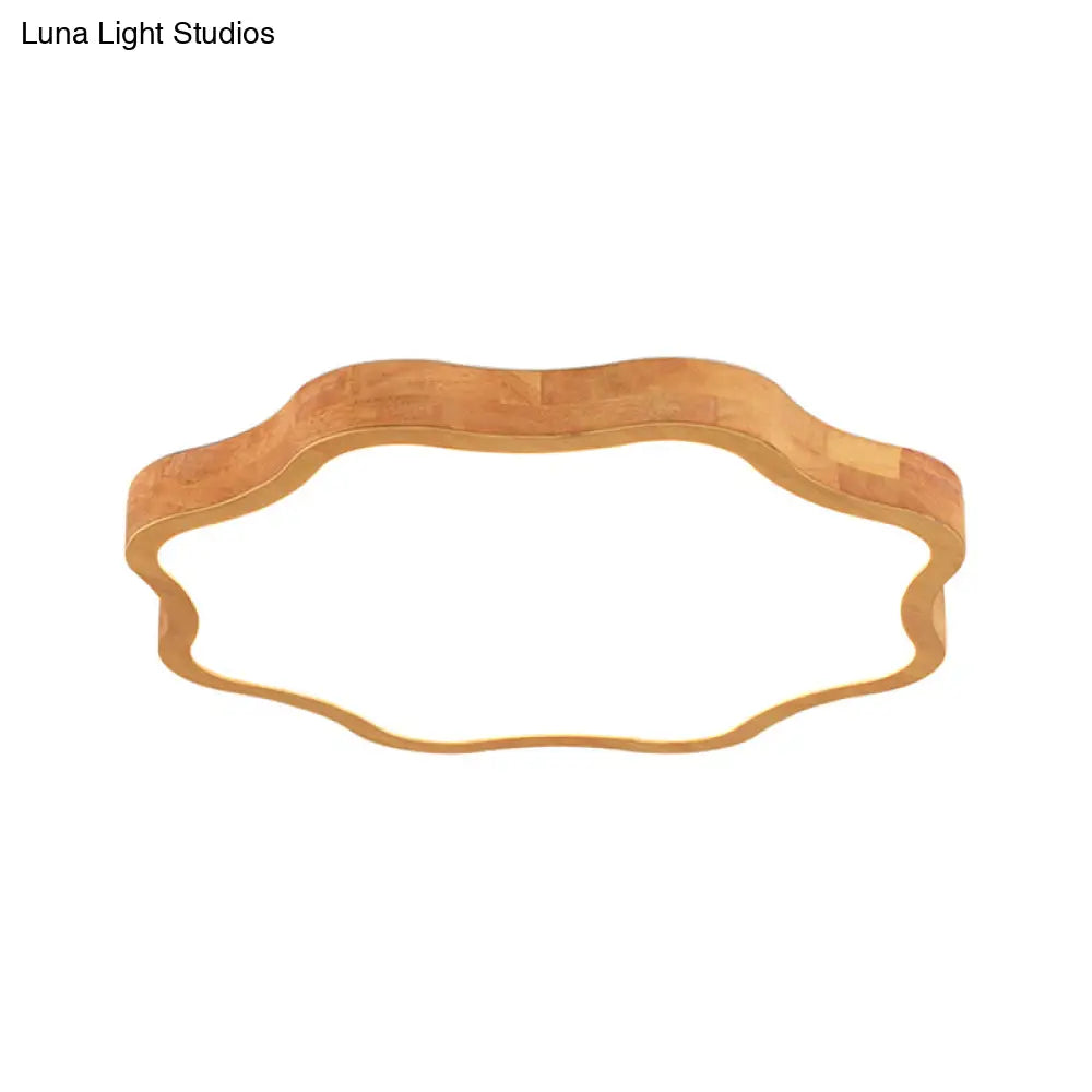 ديكوربايتس™ مصباح سقف على شكل زهرة من الخشب باللون البيج - تركيب بسيط في غرفة الطعام