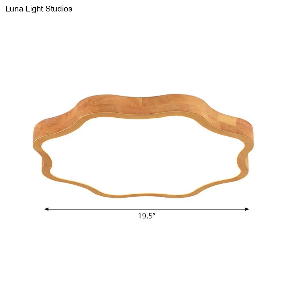 ديكوربايتس™ مصباح سقف على شكل زهرة من الخشب باللون البيج - تركيب بسيط في غرفة الطعام