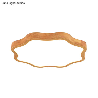 ديكوربايتس™ مصباح سقف على شكل زهرة من الخشب باللون البيج - تركيب بسيط في غرفة الطعام