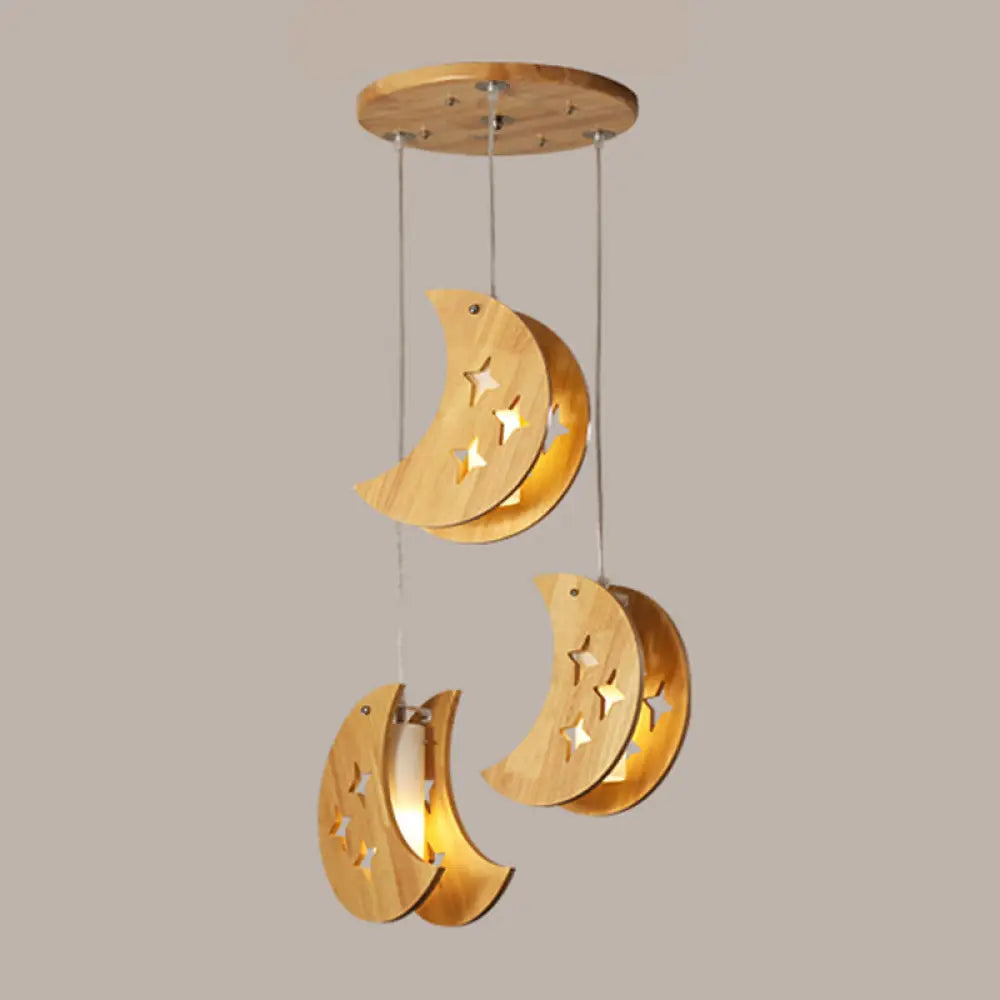 Beige Wooden Pendant Lamp: Nordic Suspended Lighting for Dining Room