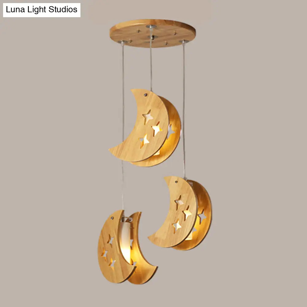 Beige Wooden Pendant Lamp: Nordic Suspended Lighting for Dining Room