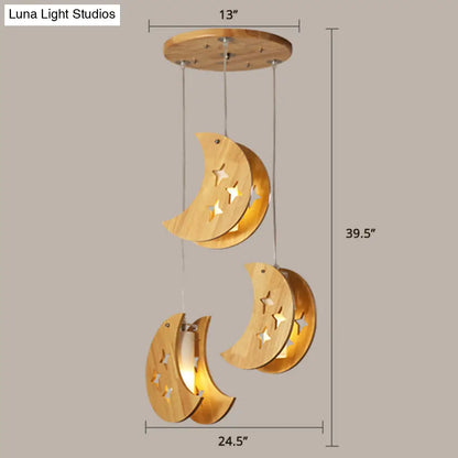 Beige Wooden Pendant Lamp: Nordic Suspended Lighting for Dining Room