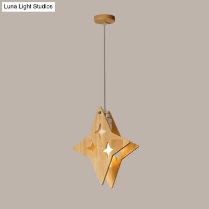 Beige Wooden Pendant Lamp: Nordic Suspended Lighting for Dining Room