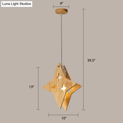 Beige Wooden Pendant Lamp: Nordic Suspended Lighting for Dining Room