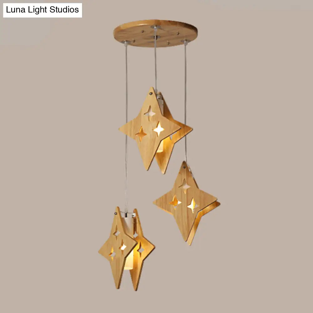 Beige Wooden Pendant Lamp: Nordic Suspended Lighting for Dining Room