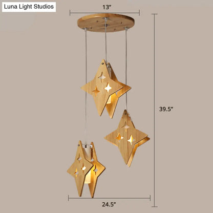 Beige Wooden Pendant Lamp: Nordic Suspended Lighting for Dining Room