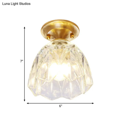 Lámpara de techo empotrada para pasillo DecorBites™ Bell/Bowl - 6.5"/7" - Cristal transparente - 1 bombilla - Acabado latón