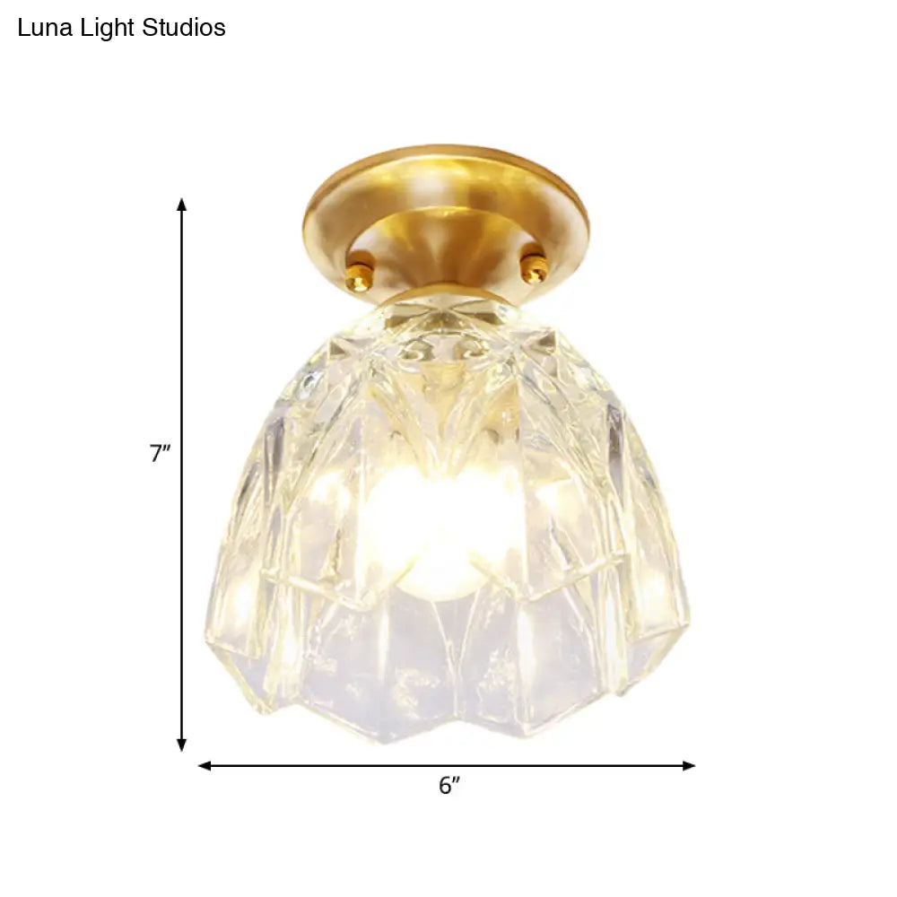 Lámpara de techo empotrada para pasillo DecorBites™ Bell/Bowl - 6.5"/7" - Cristal transparente - 1 bombilla - Acabado latón