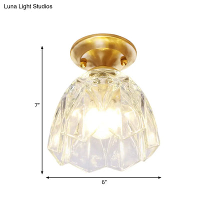 Lámpara de techo empotrada para pasillo DecorBites™ Bell/Bowl - 6.5"/7" - Cristal transparente - 1 bombilla - Acabado latón