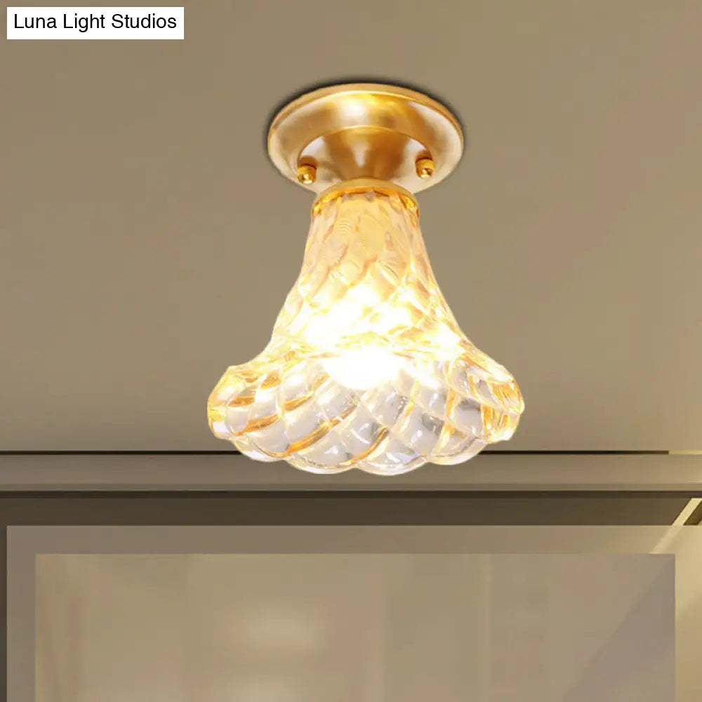 Lámpara de techo empotrada para pasillo DecorBites™ Bell/Bowl - 6.5"/7" - Cristal transparente - 1 bombilla - Acabado latón