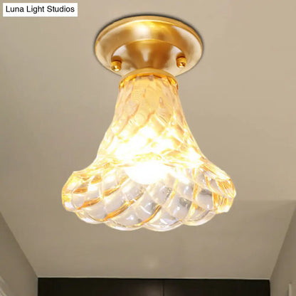 Lámpara de techo empotrada para pasillo DecorBites™ Bell/Bowl - 6.5"/7" - Cristal transparente - 1 bombilla - Acabado latón