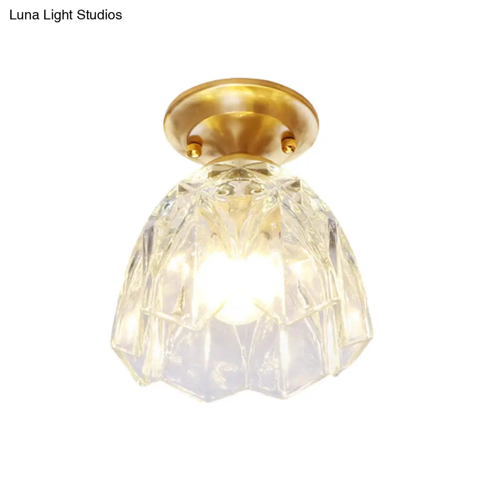 Lámpara de techo empotrada para pasillo DecorBites™ Bell/Bowl - 6.5"/7" - Cristal transparente - 1 bombilla - Acabado latón