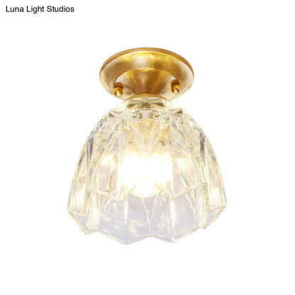 Lámpara de techo empotrada para pasillo DecorBites™ Bell/Bowl - 6.5"/7" - Cristal transparente - 1 bombilla - Acabado latón