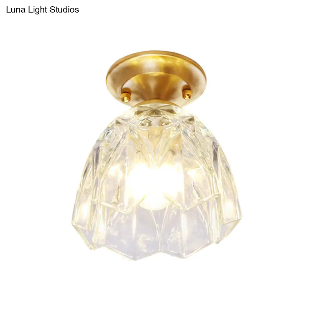 Lámpara de techo empotrada para pasillo DecorBites™ Bell/Bowl - 6.5"/7" - Cristal transparente - 1 bombilla - Acabado latón