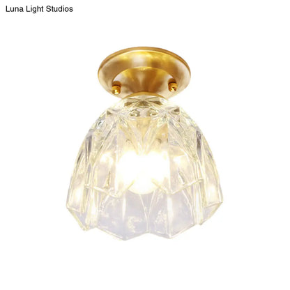 Lámpara de techo empotrada para pasillo DecorBites™ Bell/Bowl - 6.5"/7" - Cristal transparente - 1 bombilla - Acabado latón