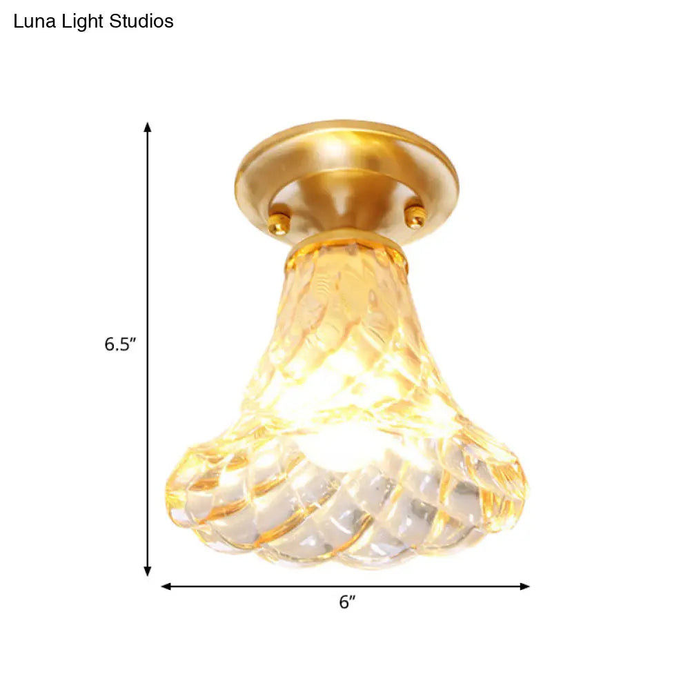 Lámpara de techo empotrada para pasillo DecorBites™ Bell/Bowl - 6.5"/7" - Cristal transparente - 1 bombilla - Acabado latón