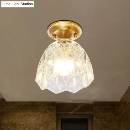 Lámpara de techo empotrada para pasillo DecorBites™ Bell/Bowl - 6.5"/7" - Cristal transparente - 1 bombilla - Acabado latón