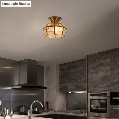 DecorBites™ Lámpara de techo empotrada de estilo colonial biselado - 1 bombilla, cristal transparente, latón