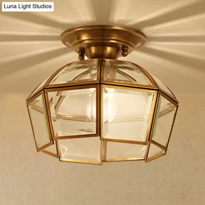 DecorBites™ Lámpara de techo empotrada de estilo colonial biselado - 1 bombilla, cristal transparente, latón