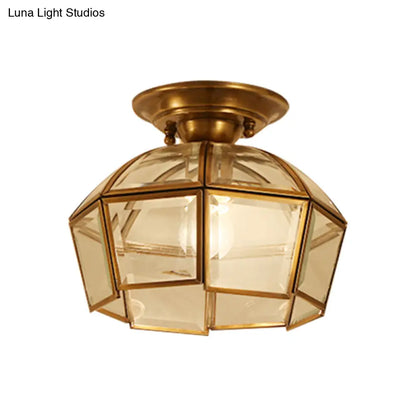 DecorBites™ Lámpara de techo empotrada de estilo colonial biselado - 1 bombilla, cristal transparente, latón