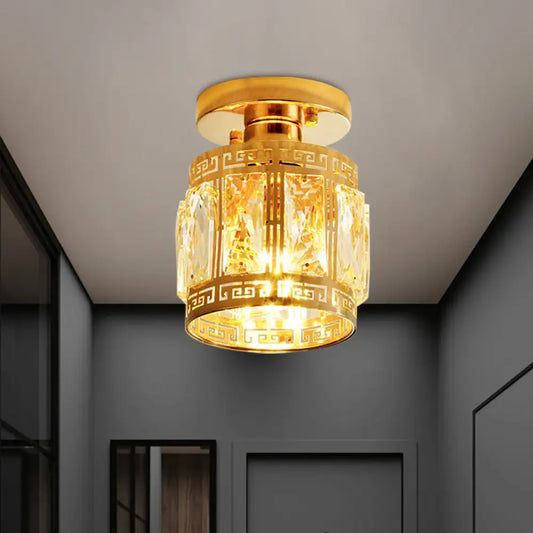 Lámpara de techo semiempotrada DecorBites™ con copa de cristal biselado y acabado oriental en dorado