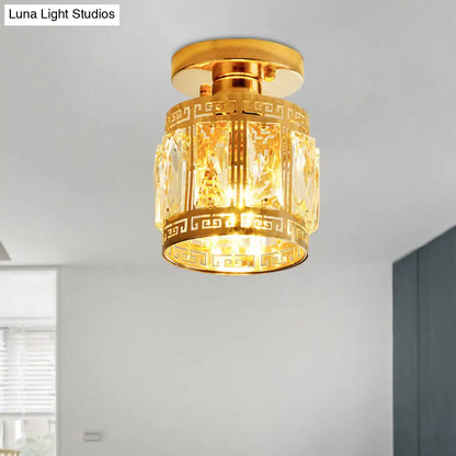 Lámpara de techo semiempotrada DecorBites™ con copa de cristal biselado y acabado oriental en dorado