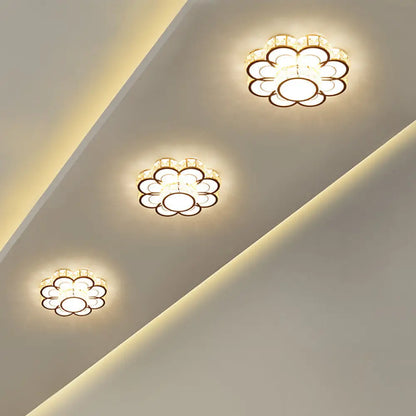 ديكوربايتس™ مصباح سقف على شكل زهرة كريستالية مشطوف: تركيب بسيط، LED، مثبت في السقف - عرض 10/12 بوصة، ذهبي