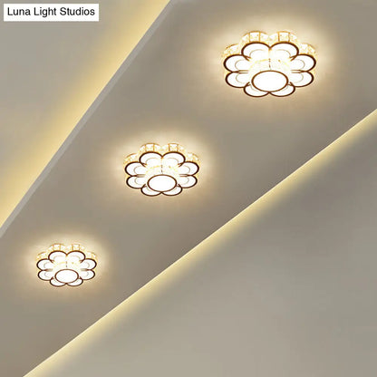 ديكوربايتس™ مصباح سقف على شكل زهرة كريستالية مشطوف: تركيب بسيط، LED، مثبت في السقف - عرض 10/12 بوصة، ذهبي