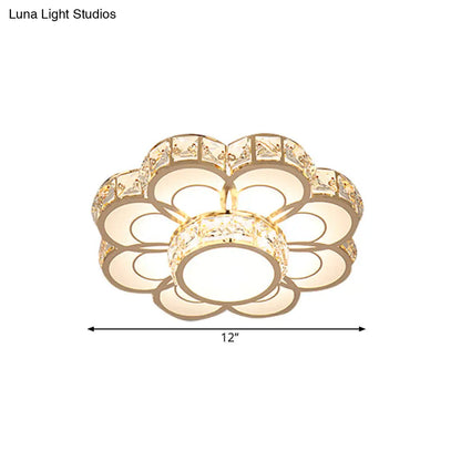 ديكوربايتس™ مصباح سقف على شكل زهرة كريستالية مشطوف: تركيب بسيط، LED، مثبت في السقف - عرض 10/12 بوصة، ذهبي
