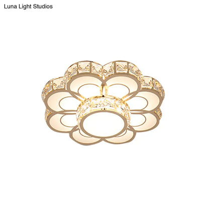 ديكوربايتس™ مصباح سقف على شكل زهرة كريستالية مشطوف: تركيب بسيط، LED، مثبت في السقف - عرض 10/12 بوصة، ذهبي