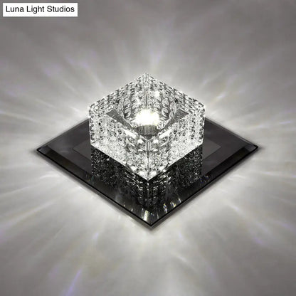 DecorBites™ Beveled Crystal LED Flush Mount Ceiling Light Fixture - Simplicity Cubic Design for Corridors
