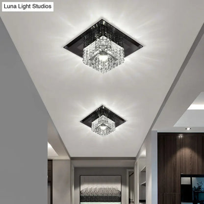 DecorBites™ Beveled Crystal LED Flush Mount Ceiling Light Fixture - Simplicity Cubic Design for Corridors