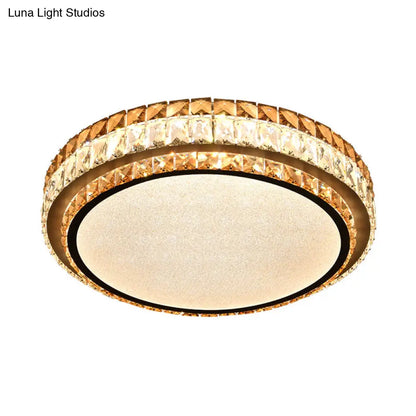 DecorBites™ Lámpara de techo LED blanca de cristal biselado - Diseño redondo y minimalista