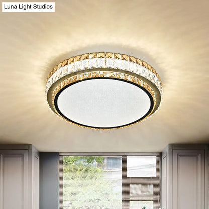 DecorBites™ Lámpara de techo LED blanca de cristal biselado - Diseño redondo y minimalista