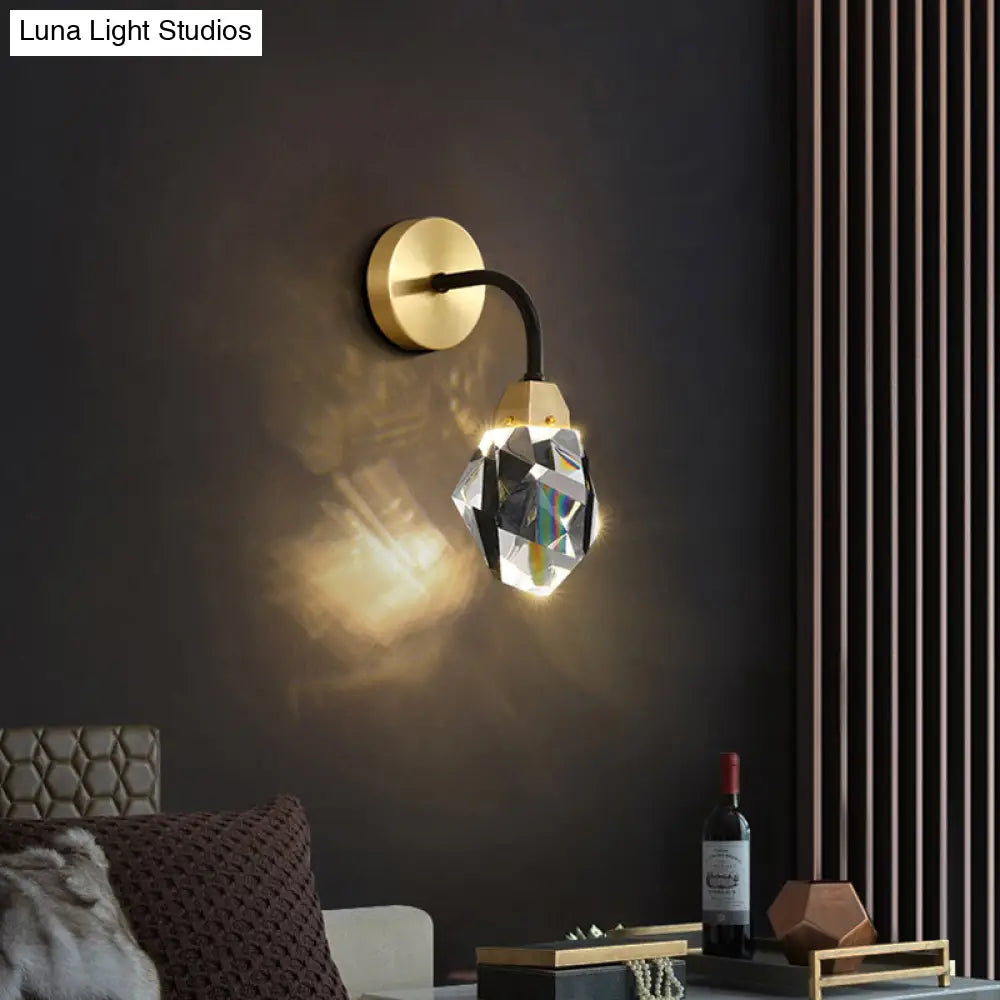 Lámpara de pared DecorBites™ con gema de cristal K9 biselado: Aplique LED sencillo para dormitorio