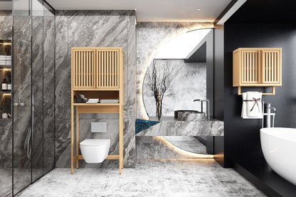 Toilet Storage Rack, Independent Bathroom, Laundry Room, Space Saving, Natural Color