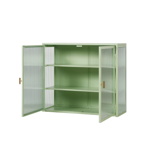 Armario de Pared Moderno de Doble Puerta con Puerta de Cristal con Tres Niveles de Almacenamiento para Entrada, Sala de Estar, Baño, Comedor, Verde Menta No Disponible Plataformas- Temu