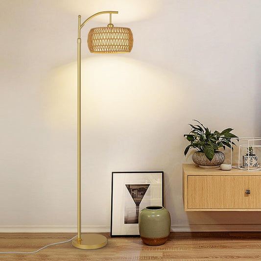 Floor Lamp With 3 Color Temperatures, LED Gold Floor Lamp With Remote & Stepless Dimmable Bulb,