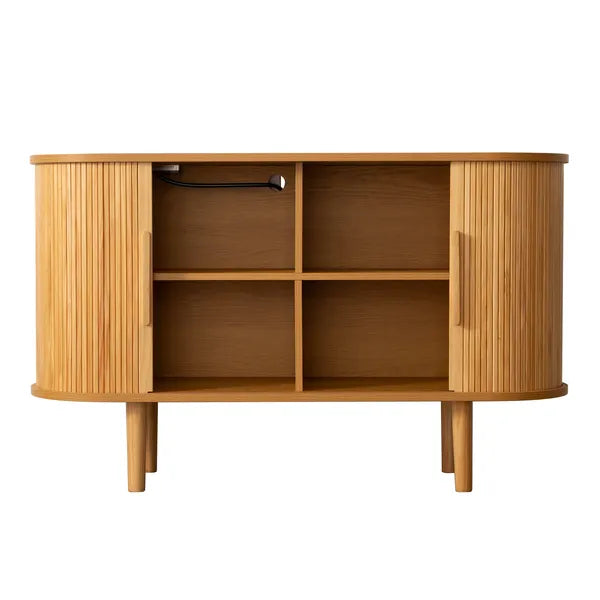 Fralimk Sideboard Buffet-Schrank mit Stauraum, moderner gerillter Stauraum-Schrank für das Esszimmer, Tambourtür-Konsolentisch für das Wohnzimmer, Büroschrank oder TV-Ständer, Akzent-Sideboard-Schrank
