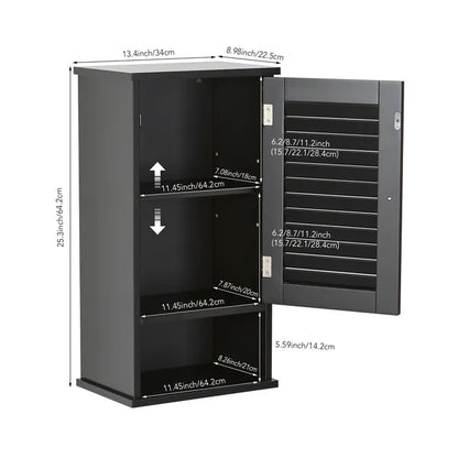 FRALIMK Medicine Cabinet, Hanging Cabinet With 3 Tiers, Single Louvered Door, Slim Wall Cabinet For Home Bathroom Bedroom, White