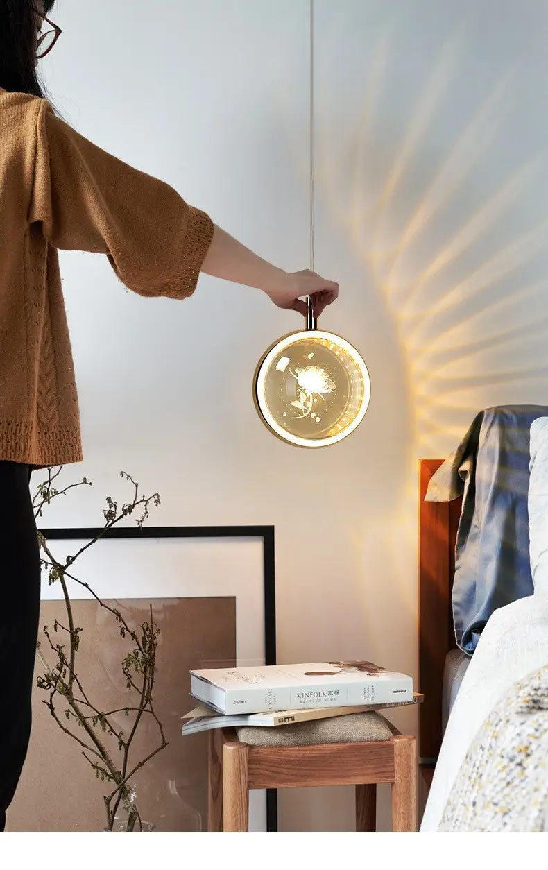 Bedroom Bedside Nordic Interior Carved Earth Bar Jellyfish Crystal Chandelier