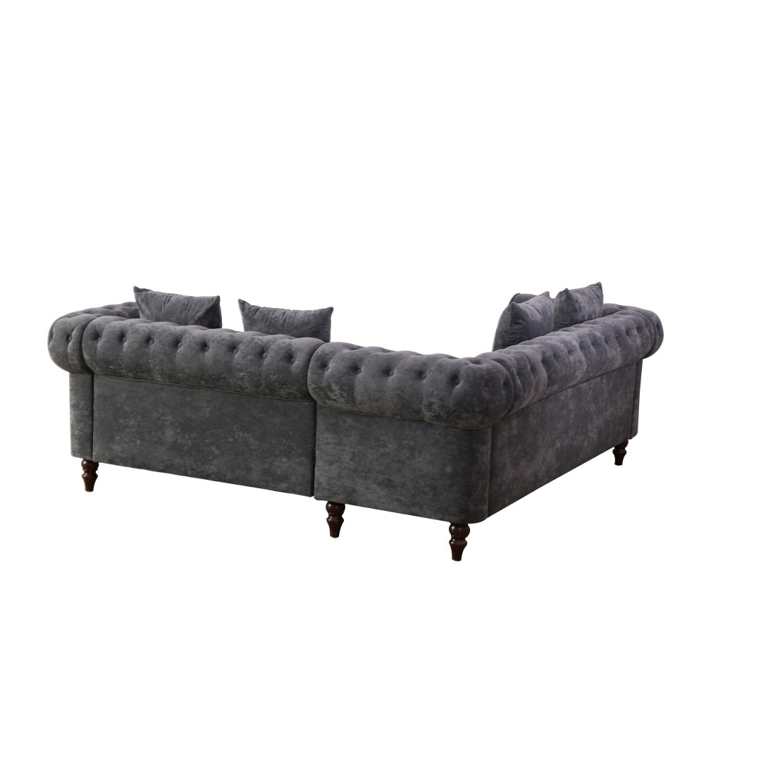 Black Flannelette Sofa Set