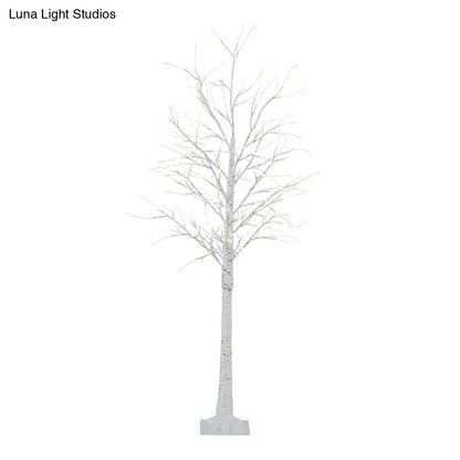Birch Tree Plastic LED Floor Lamp - Decorative White USB Nightstand Lighting