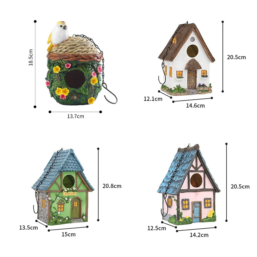 Bird Lover’s Outdoor Hanging Resin Birdhouse
