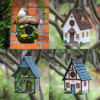 Bird Lover’s Outdoor Hanging Resin Birdhouse