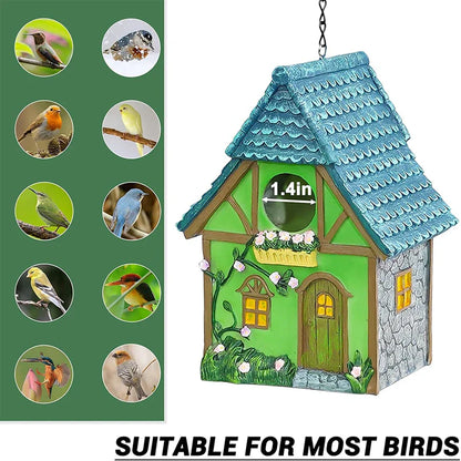 Bird Lover’s Outdoor Hanging Resin Birdhouse