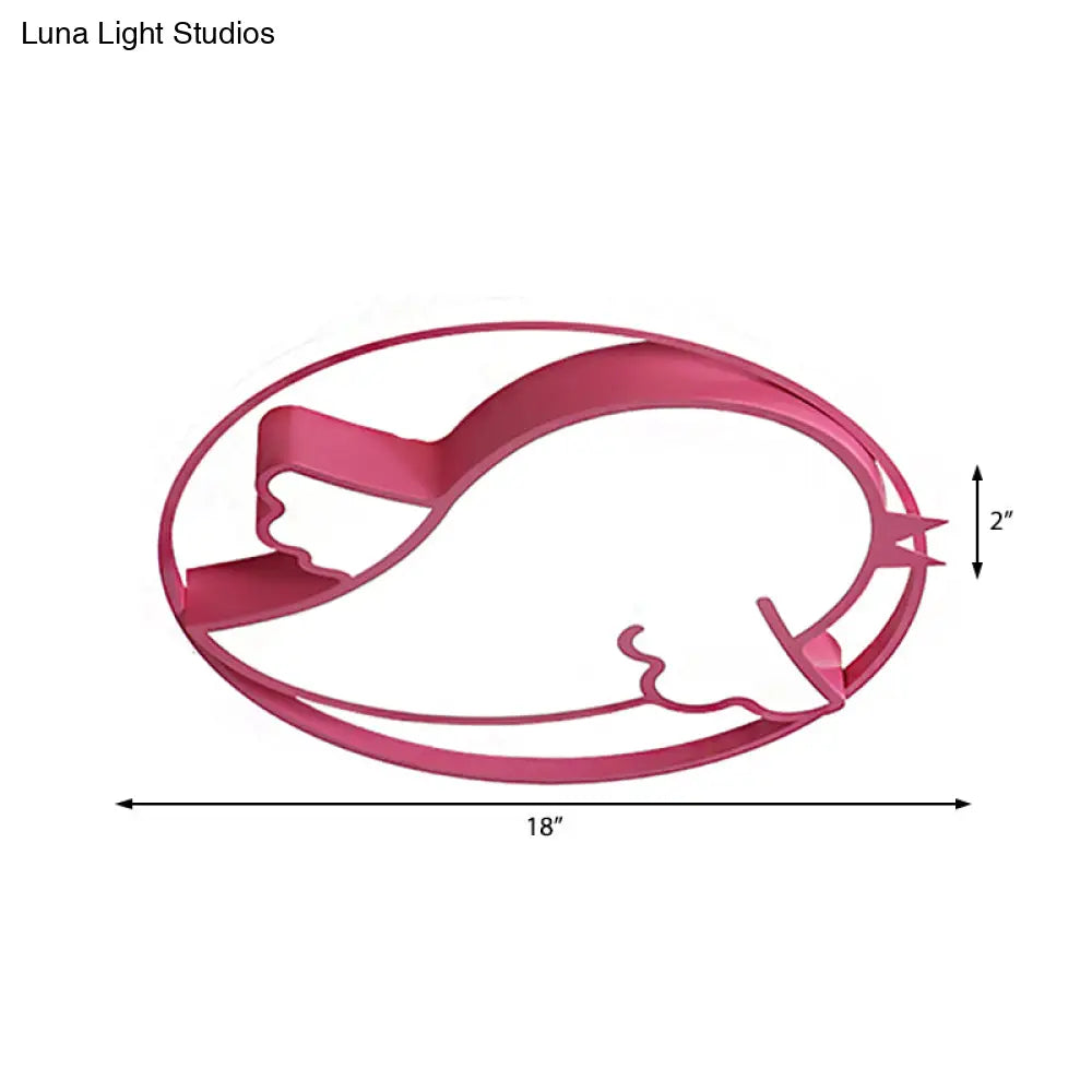 ديكوربايتس™ مصباح LED مدمج على شكل طائر لغرفة نوم الأطفال - وحدة سقف أكريليك زرقاء/وردية مع حلقة معدنية