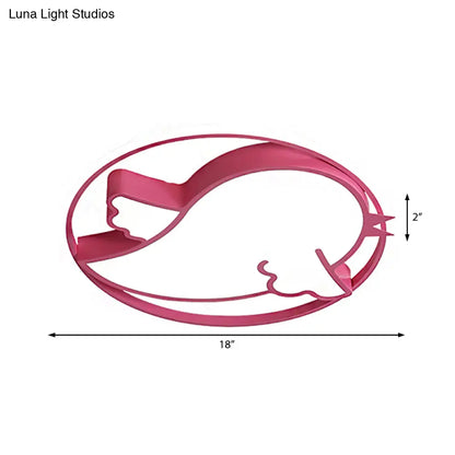 ديكوربايتس™ مصباح LED مدمج على شكل طائر لغرفة نوم الأطفال - وحدة سقف أكريليك زرقاء/وردية مع حلقة معدنية